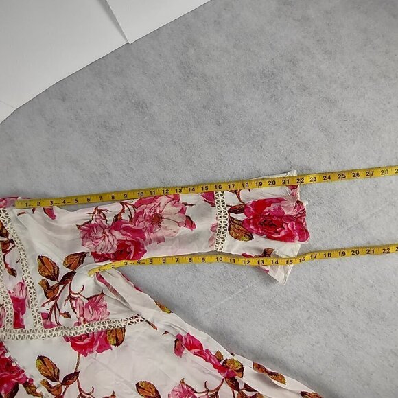 Entro Women's Red, White, Floral Lined Shift Style Long Sleeve Dress Size Medium - Picture 9 of 12